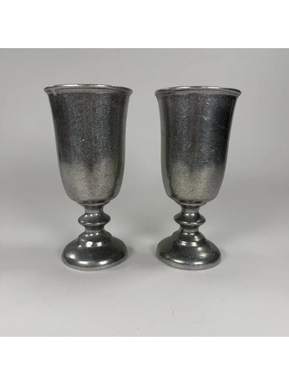 Vintage RWP Wilton Armetale Pewter Plough Tavern Wine Goblets 7”